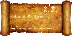 Kubinyi Mariann névjegykártya