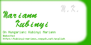 mariann kubinyi business card